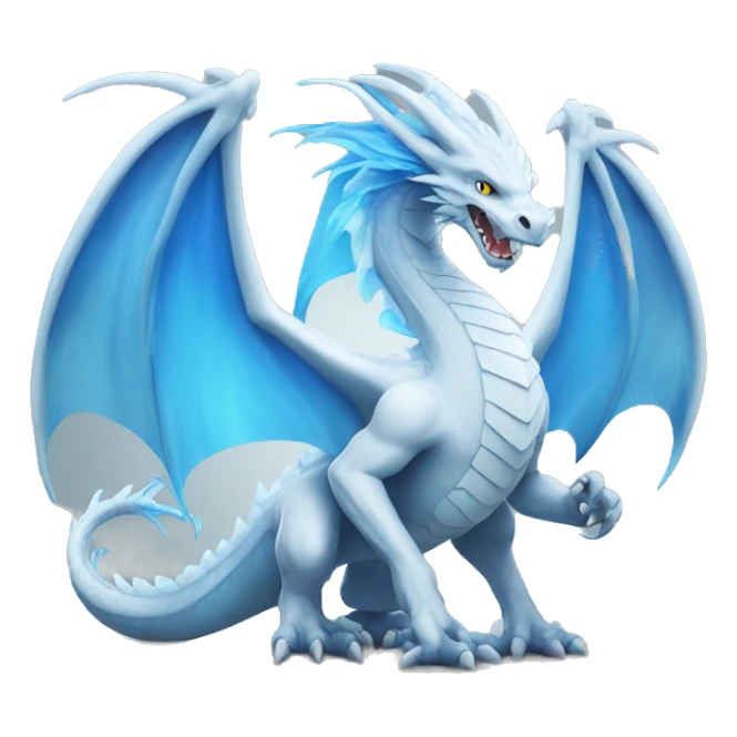 White dragon with blue wings and blue flame  sticker