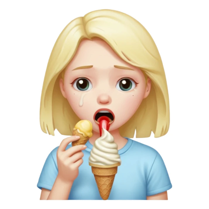 a crying girl eating ice cream after heartbreak sticker