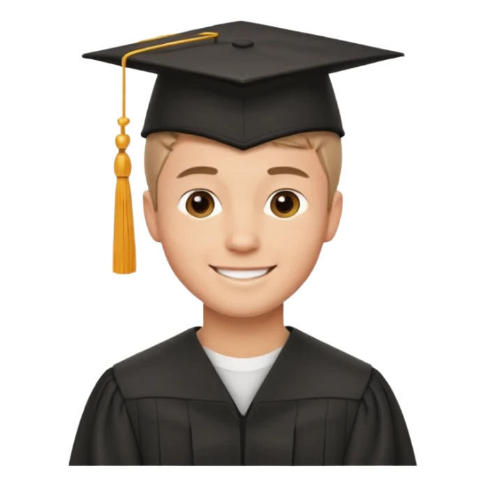 Graduated Students, Male, proudly, short hair, wearing graduation cap sticker