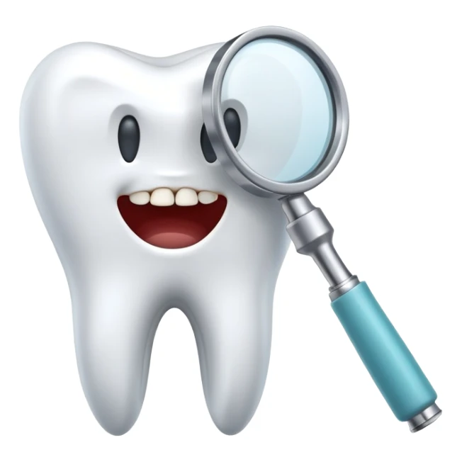 tooth with a small drill and dental mirror, representing root canal treatment sticker