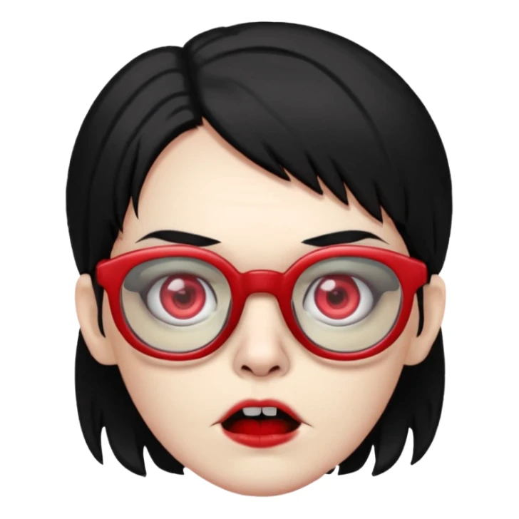 zombie black hair with big red glasses sticker