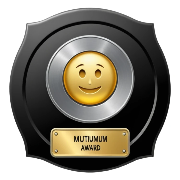 A dark metal platinum music award plaque sticker