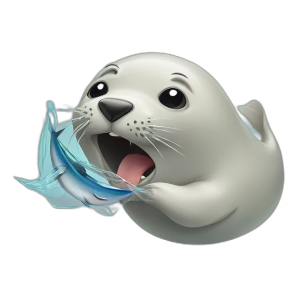 Seal eat fish sticker
