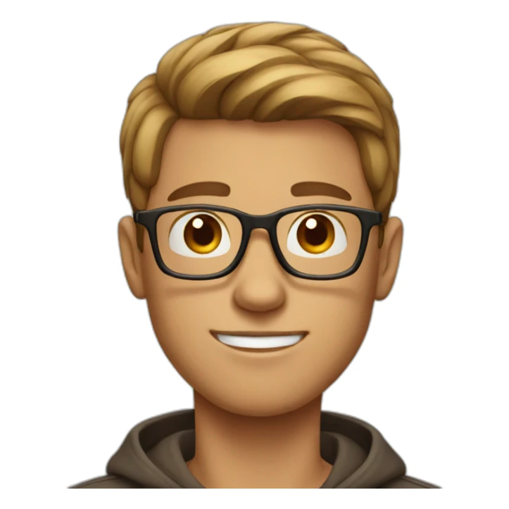 Young man with big nose in glasses brown short hair cute sticker