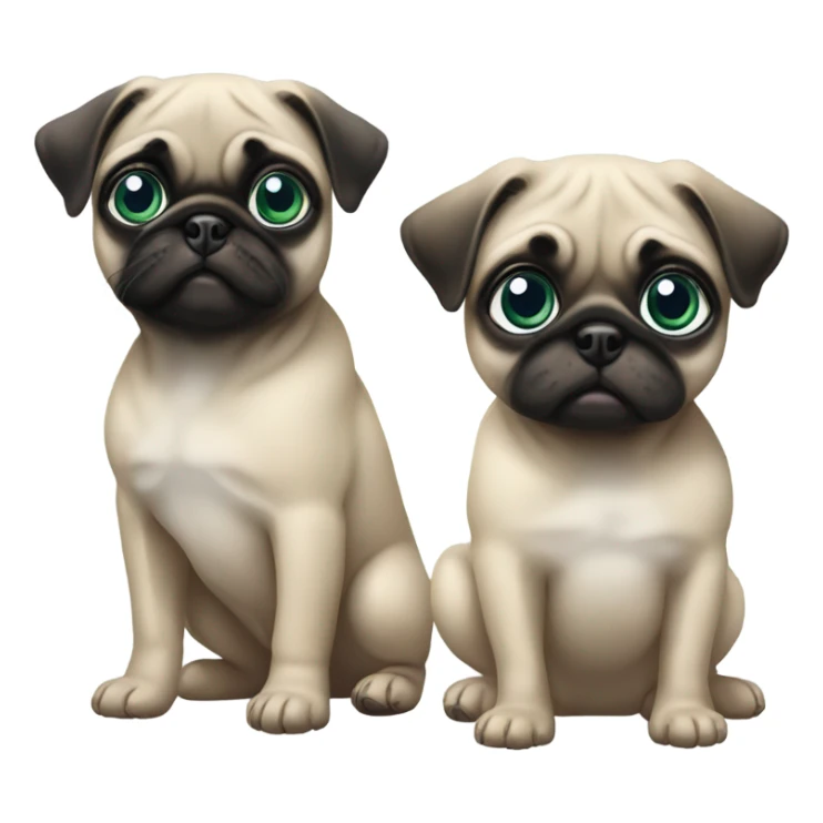 2 Baby pugs 1 with green eyes and 1 with blue  sticker