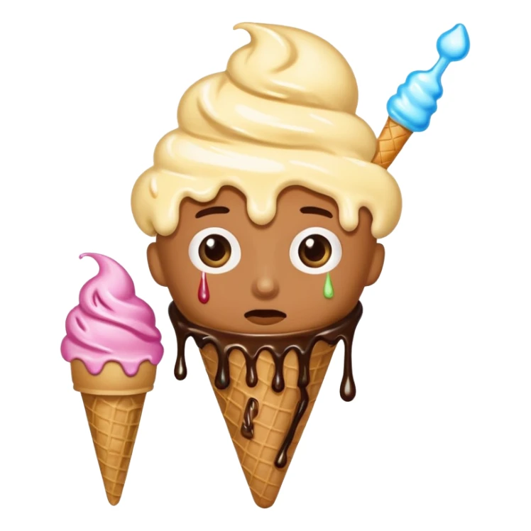 A person getting a ice cream but the ice cream is corrupted  sticker