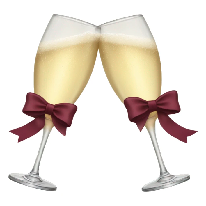 Two glasses of champagne cheering with burgundy bows sticker