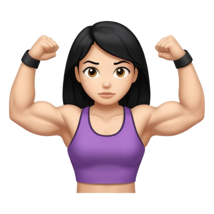 Girl with black hair and big muscles  sticker