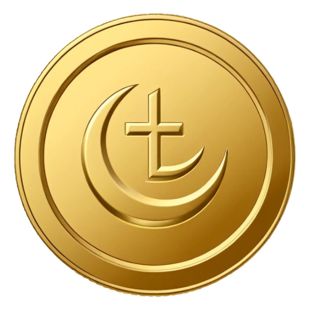 Minimal line-art icon of a coin with a small halal Arabic checkmark (حلال) symbol beside it, clean modern style, simple outlines, straight angle, no background, transparent, represents “halal income / halal money sticker