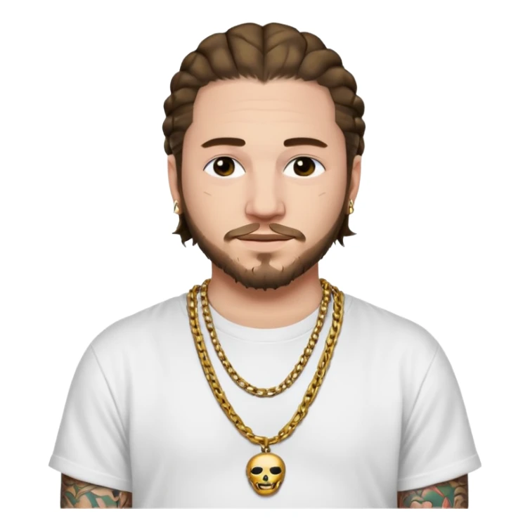 post malone with gold chain necklace, having tattooed sticker