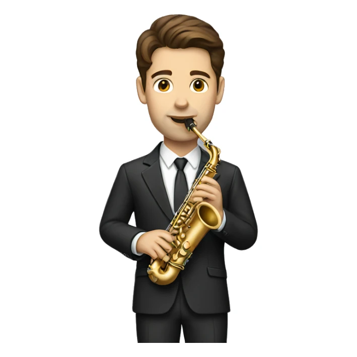 man with brown hair in a suit playing saxophone  sticker