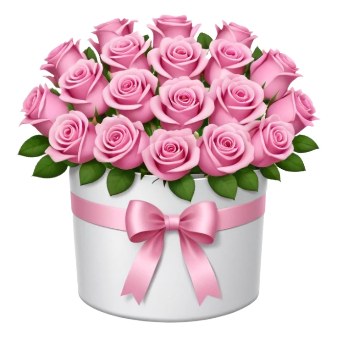 bouquet of pink 15 roses in a round white box sticker