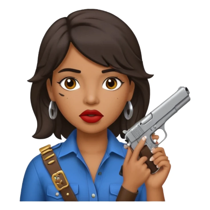 latina with mullet putting gun in her mouth sticker