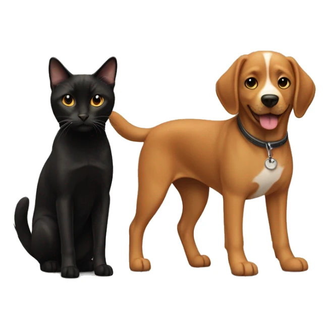 Check Rochelle dog with a black and brown cat standing together sticker