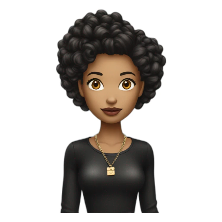 Chica de pelo negro con bolso louis vuitton sticker