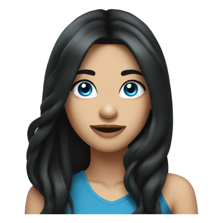 Beautiful girl winking, blue eyes and long black hair sticker