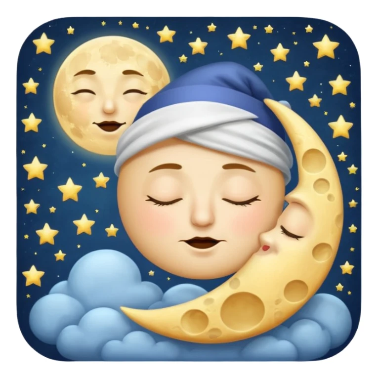 cartoon moon with sleepy face and nightcap sticker