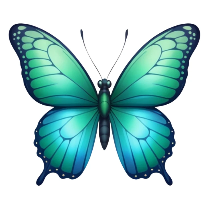 butterfly with dark green wings with a gradient to light blue sticker