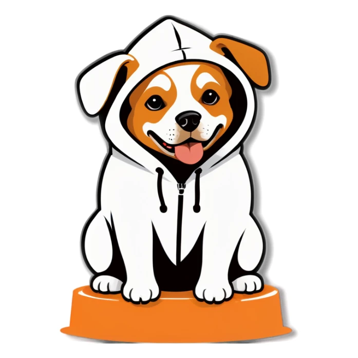 dog wearing hoodie sticker