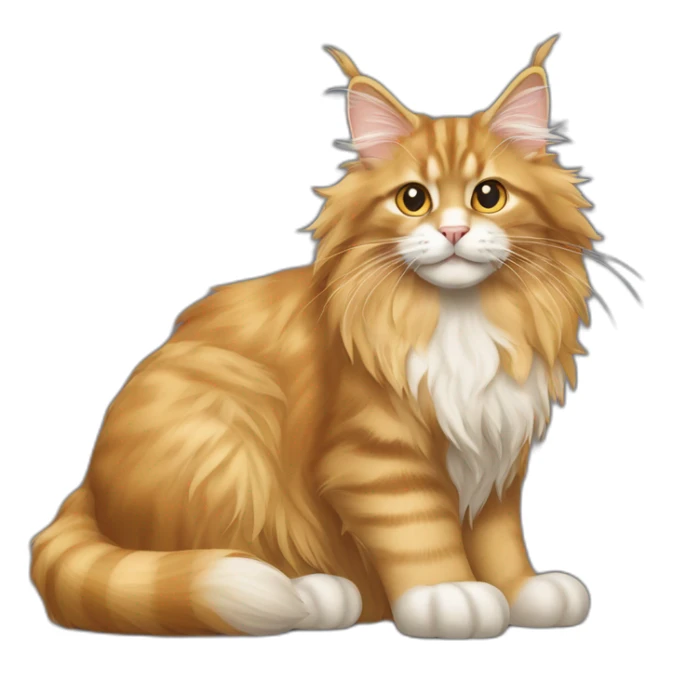 golden maine coon cat with golden nose and white front paws sticker