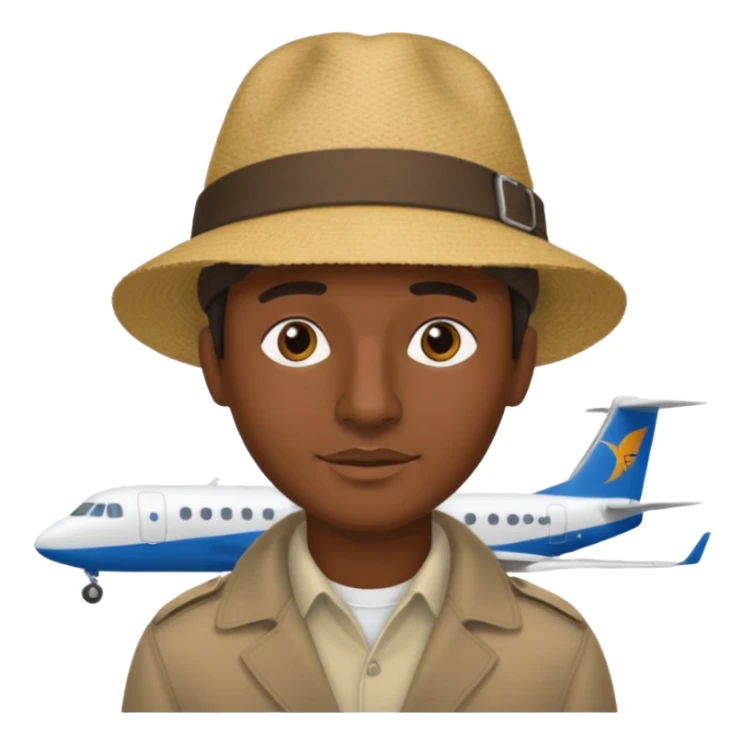 Visage homme créole réunionnais avec chapeau arrive avion sticker
