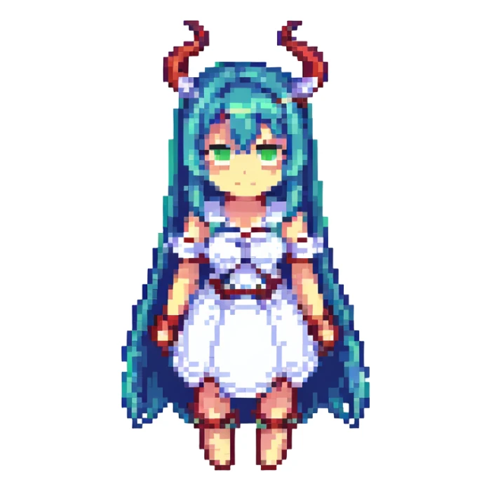 Miia from Monster Musume, pixel art style, simple and recognizable sticker