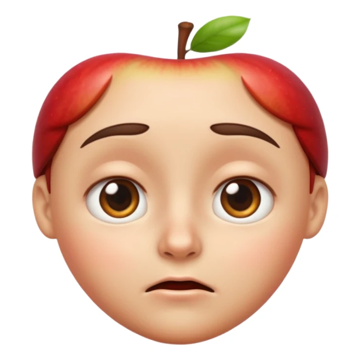  Apple emoji style, high clarity slightly widened eyes, subtle tension around eyes, small tight curved-down mouth, eyebrows raised inward, expression of quiet worry sticker