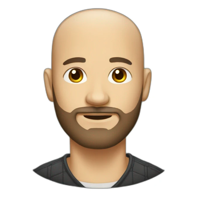 a man with shaved hair and a growing beard sticker