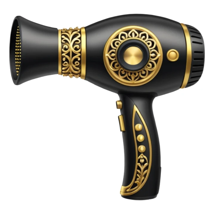 black blow dryer covered in jewelry sticker