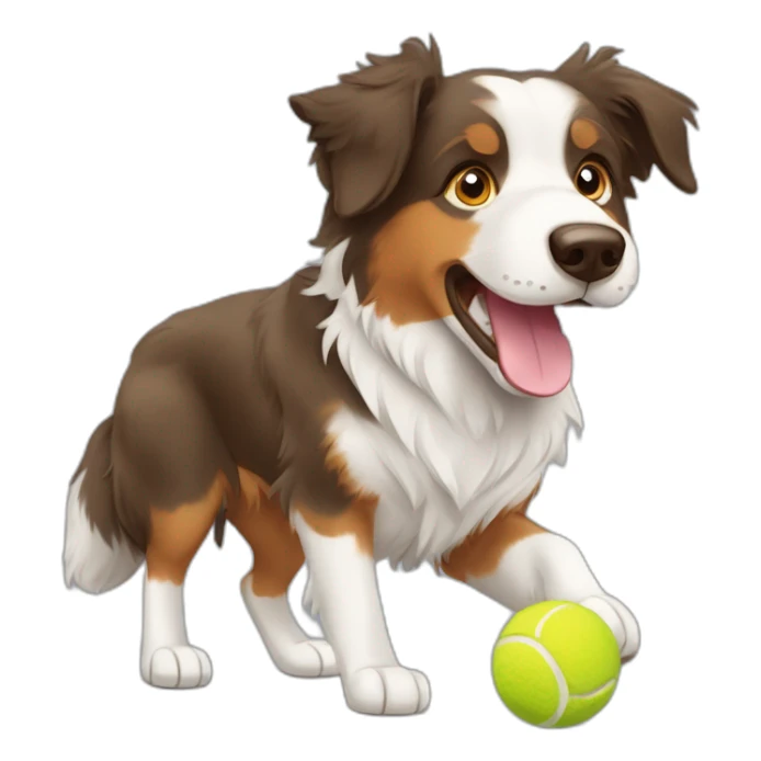 australian shepherd fetching tennis ball sticker