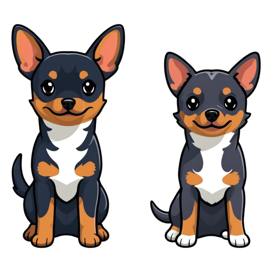two dark-colored shepherd dogs and a dark-colored miniature pinscher Chihuahua together sticker