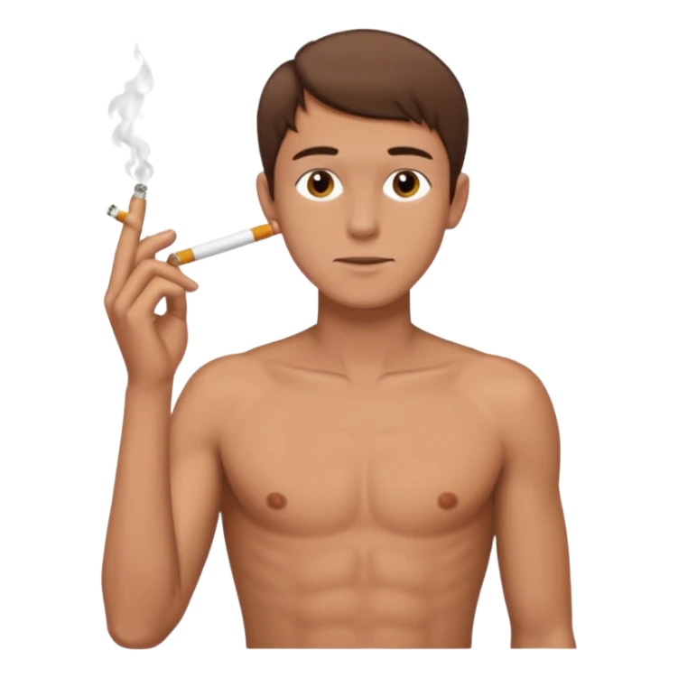 Shirtless thin man with a cigarette and short brown hair sticker