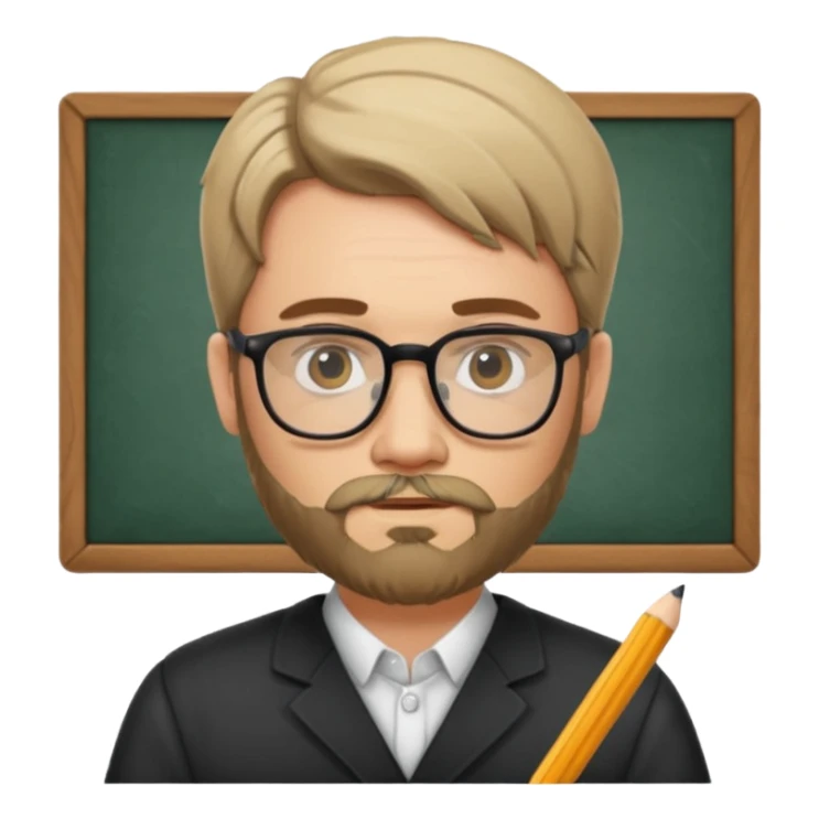 un escritor con barba y cabello medio largo raya en medio, escribiendo sticker