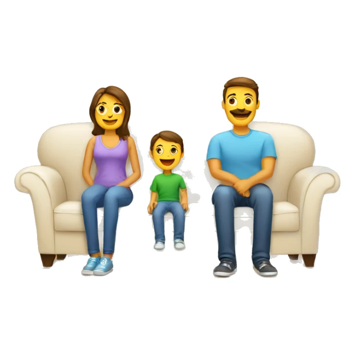 mom and dad and kid on couch sticker