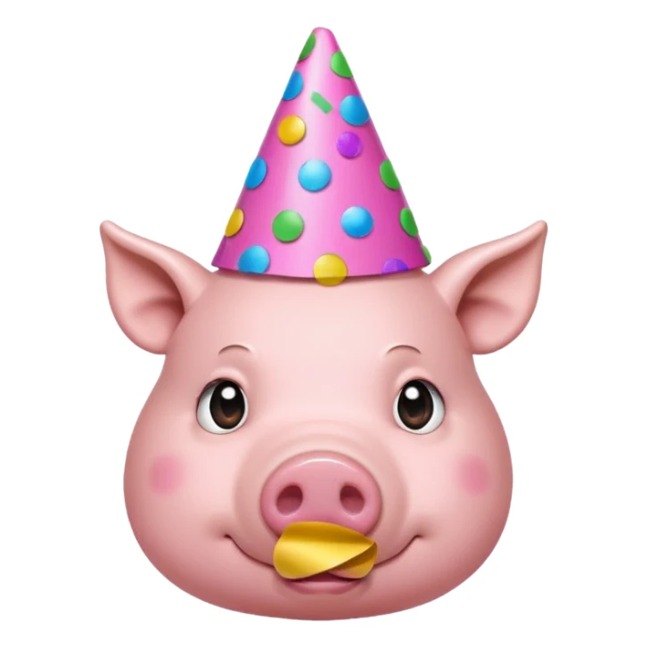 Party Pig – small pig with cone party hat and confetti sticker