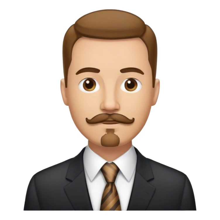 Tall white man with brown mustache and goatee in suit and tie sticker