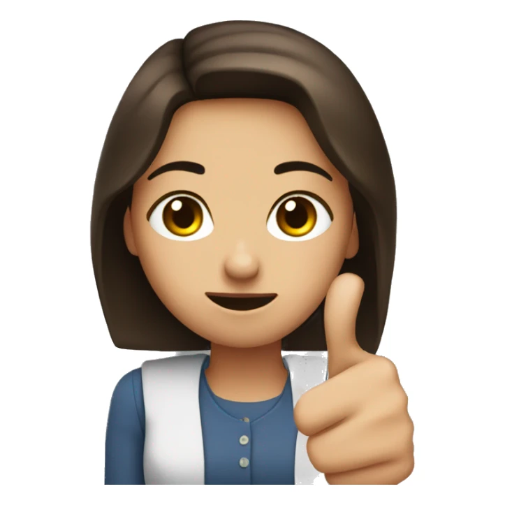 Brunette girl thumbs up annoyed sticker