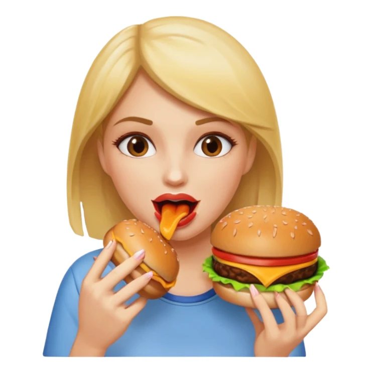 women eat burger sticker