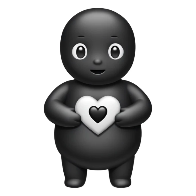 Tellytubby black heart sticker