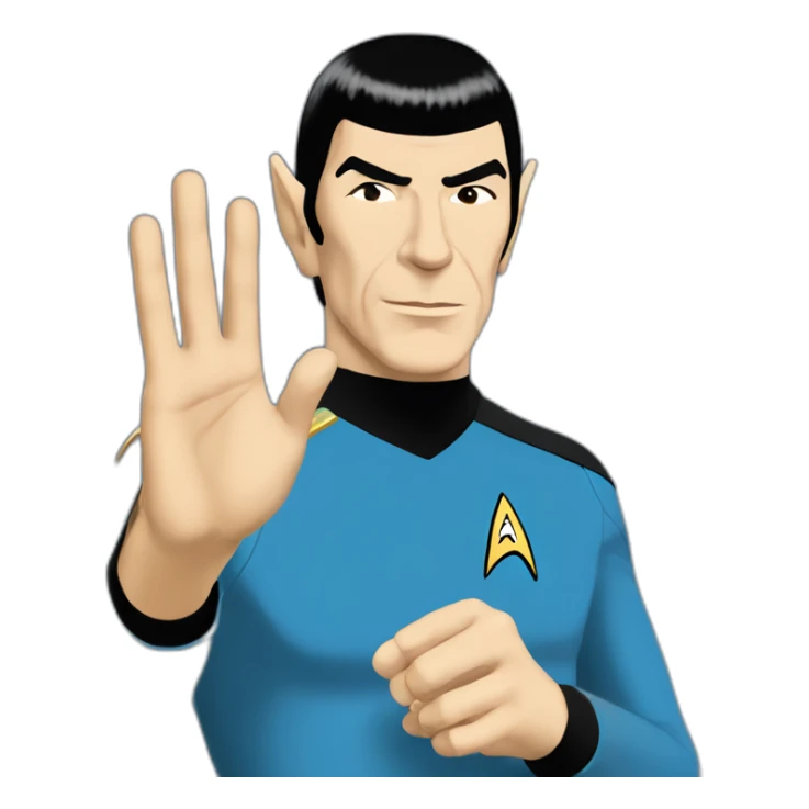 Spock making the Vulcan salute in Starfleet blue uniform (Star Trek) sticker