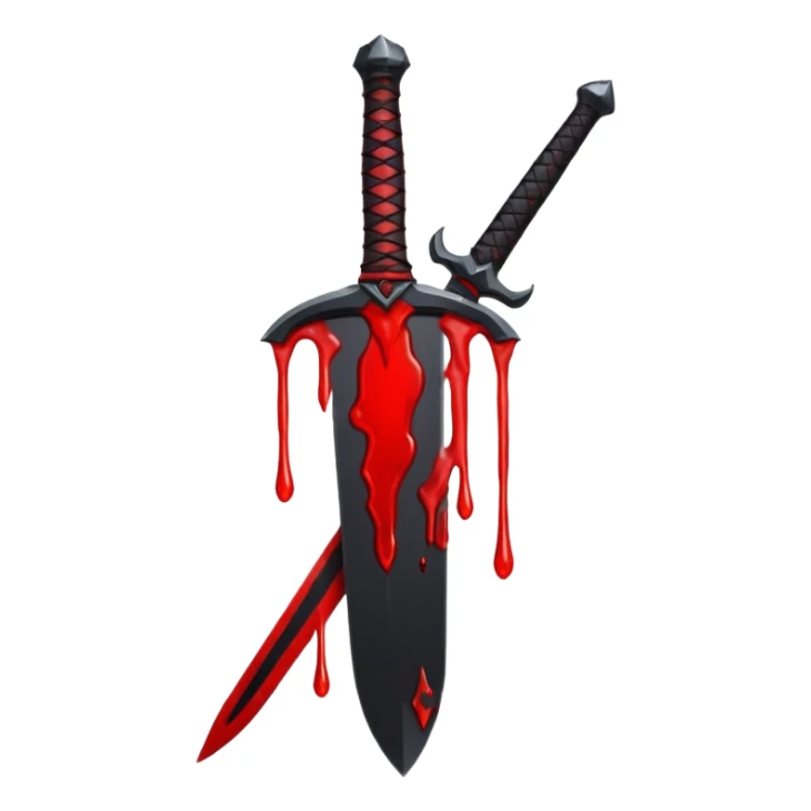 iOS sticker, dark sword, black blade, red blood drop, minimal sticker