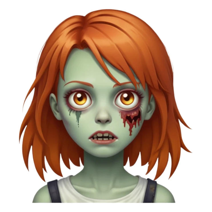 zombie girl with ginger hair and side fringe sticker