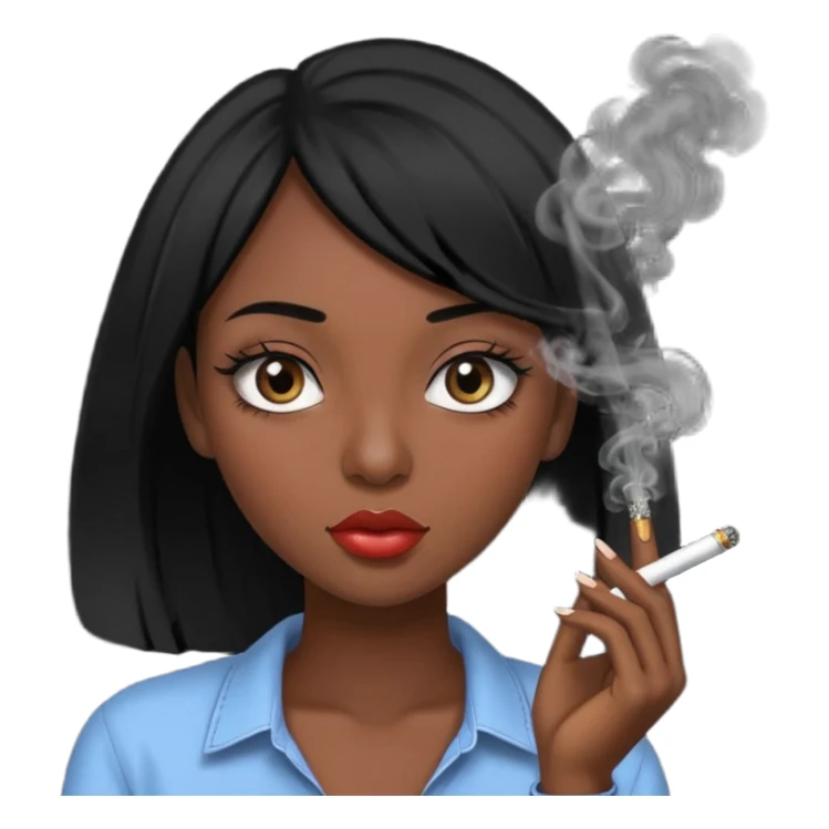 Black hair girl with long eyelashes smoking a blunt sticker