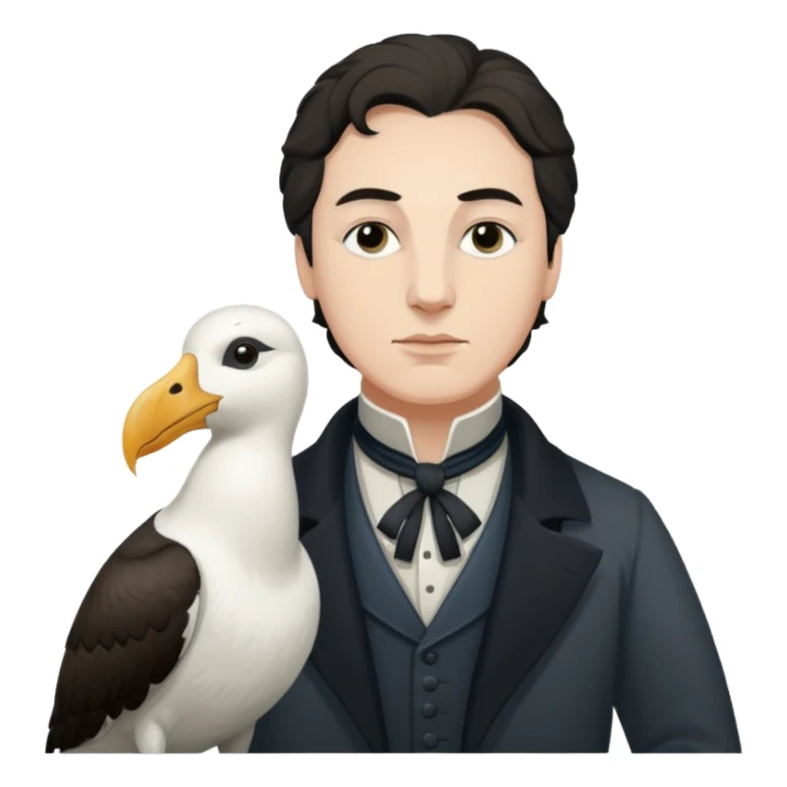 SAMUEL taylor Coleridge standing next to an albatross sticker