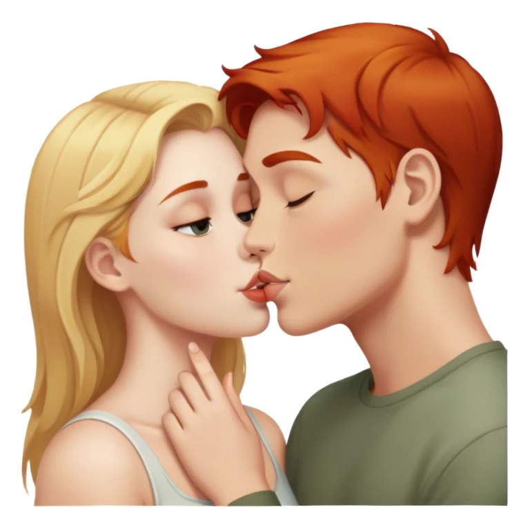 Blonde girl kissing redhead boy  sticker