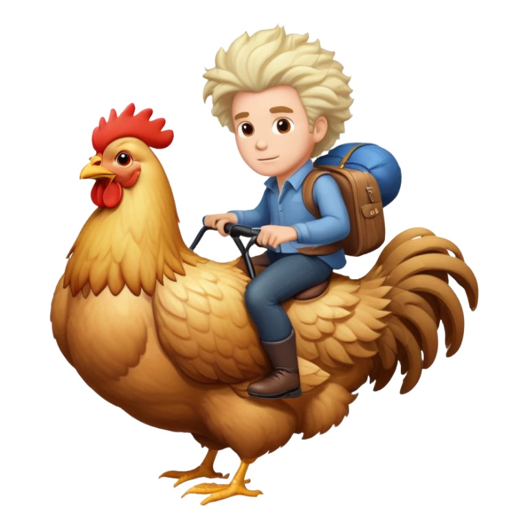White man with huge hair riding on chicken sticker