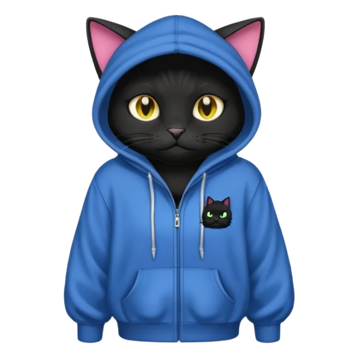 Black cat wearing a hoodie fursona (full body) sticker
