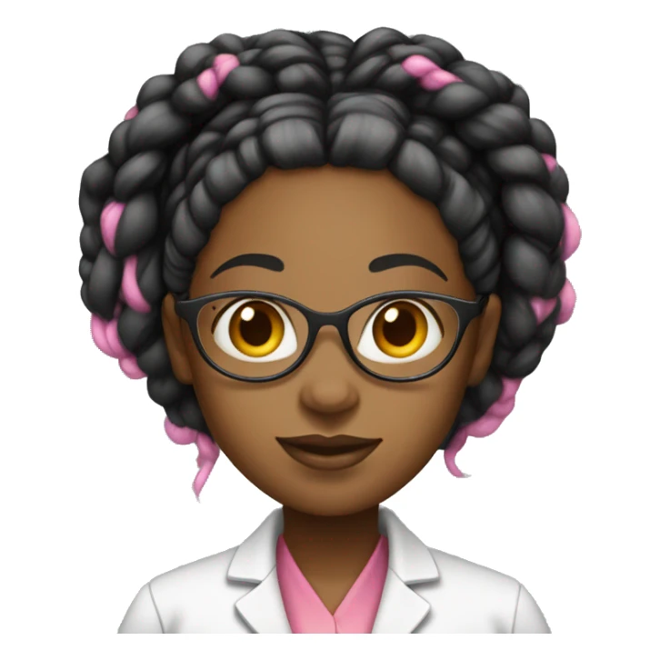 Black female scientist with box braids and pink accents sticker