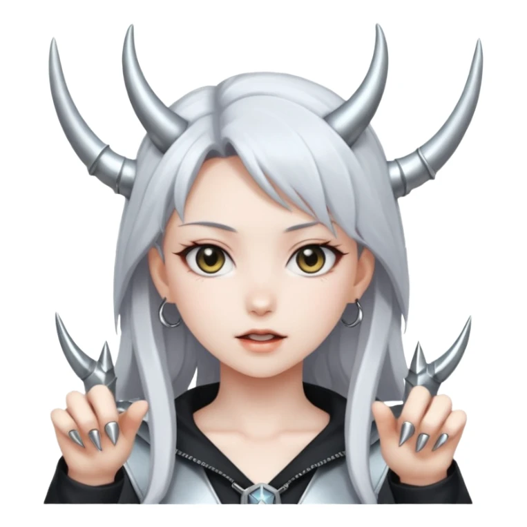 anime girl showing metal horns sticker