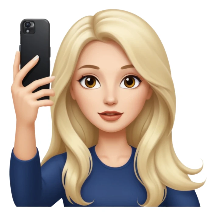 White woman gorgeous make up long hair taking selfie  sticker